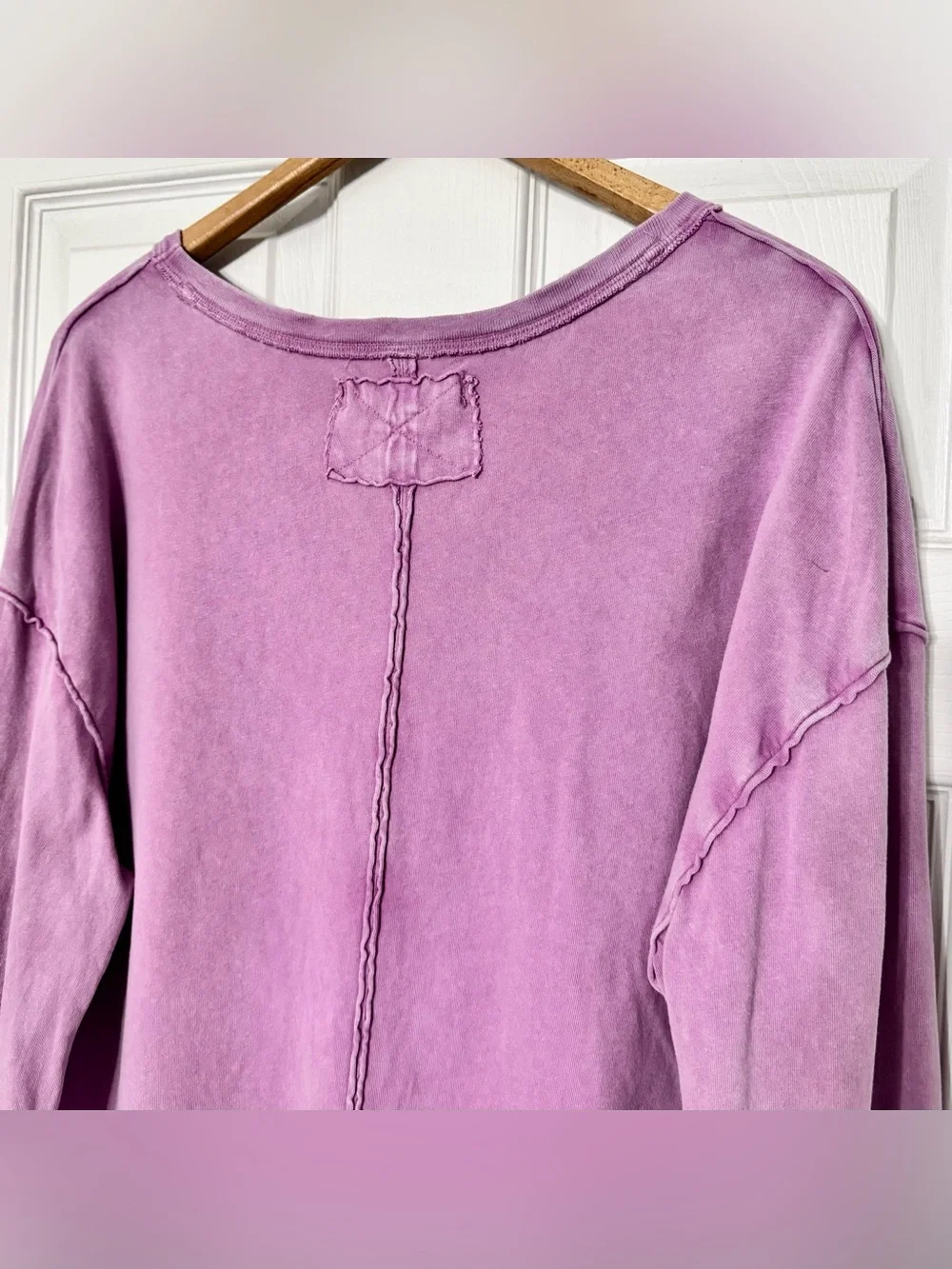 Free People We the Free Fade Into You Tee Cotton Pocket Long Sleeve Purple Pink